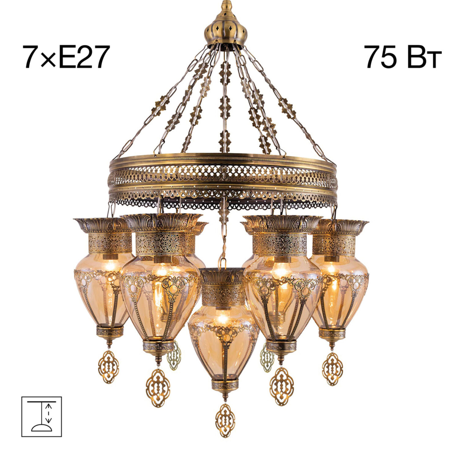 Подвесная люстра Citilux Каир CL419263, арматура бронза, плафоны стекло шампань / бронза