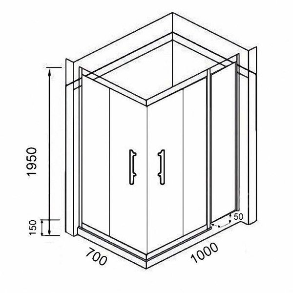 Душевой уголок Parly QZ71S 100x70, стекло тонированное, профиль хром