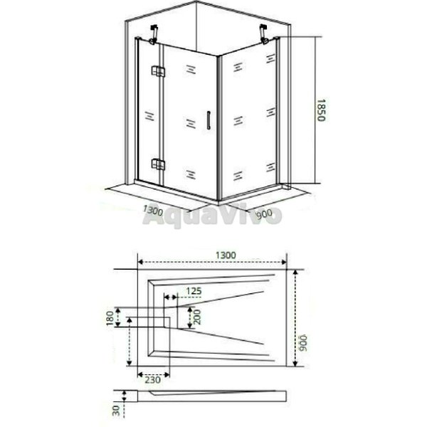 Душевой уголок Good Door Saturn WTW+SP-C-CH-L 130x90, стекло прозрачное, профиль хром, левый - фото 1