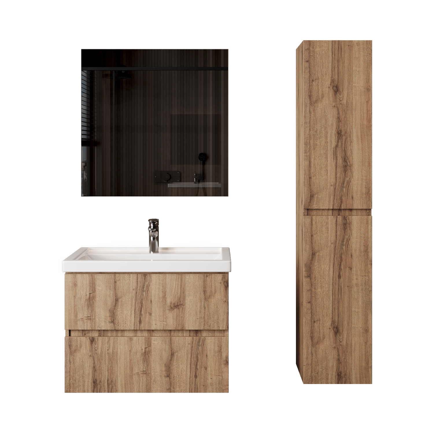 Мебель для ванной Оника Дарон 80, цвет дуб крафт золотой