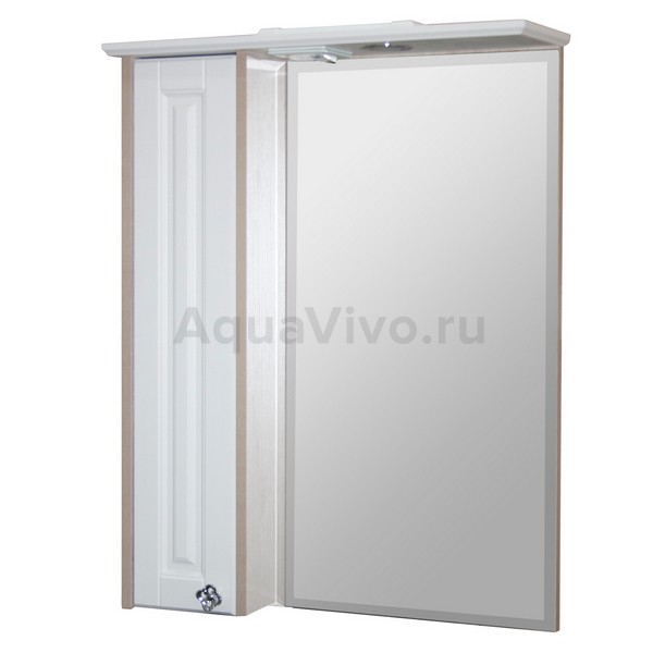 Шкаф-зеркало Mixline Версаль 65x80, с подсветкой, левый, цвет белое дерево