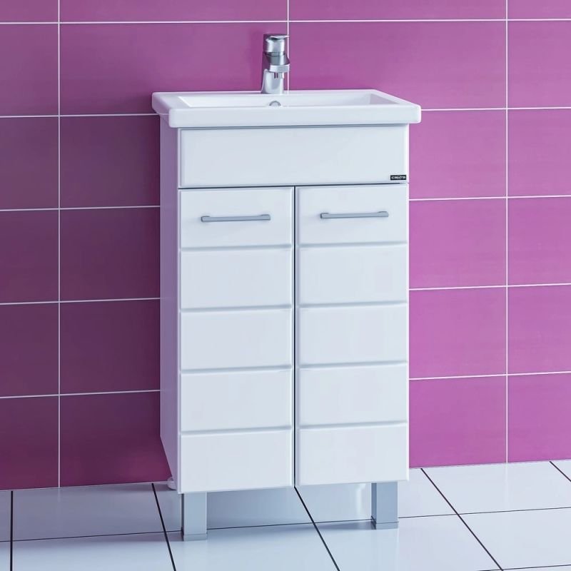 Мебель для ванной Санта Омега 50 напольная, с дверцами, цвет белый