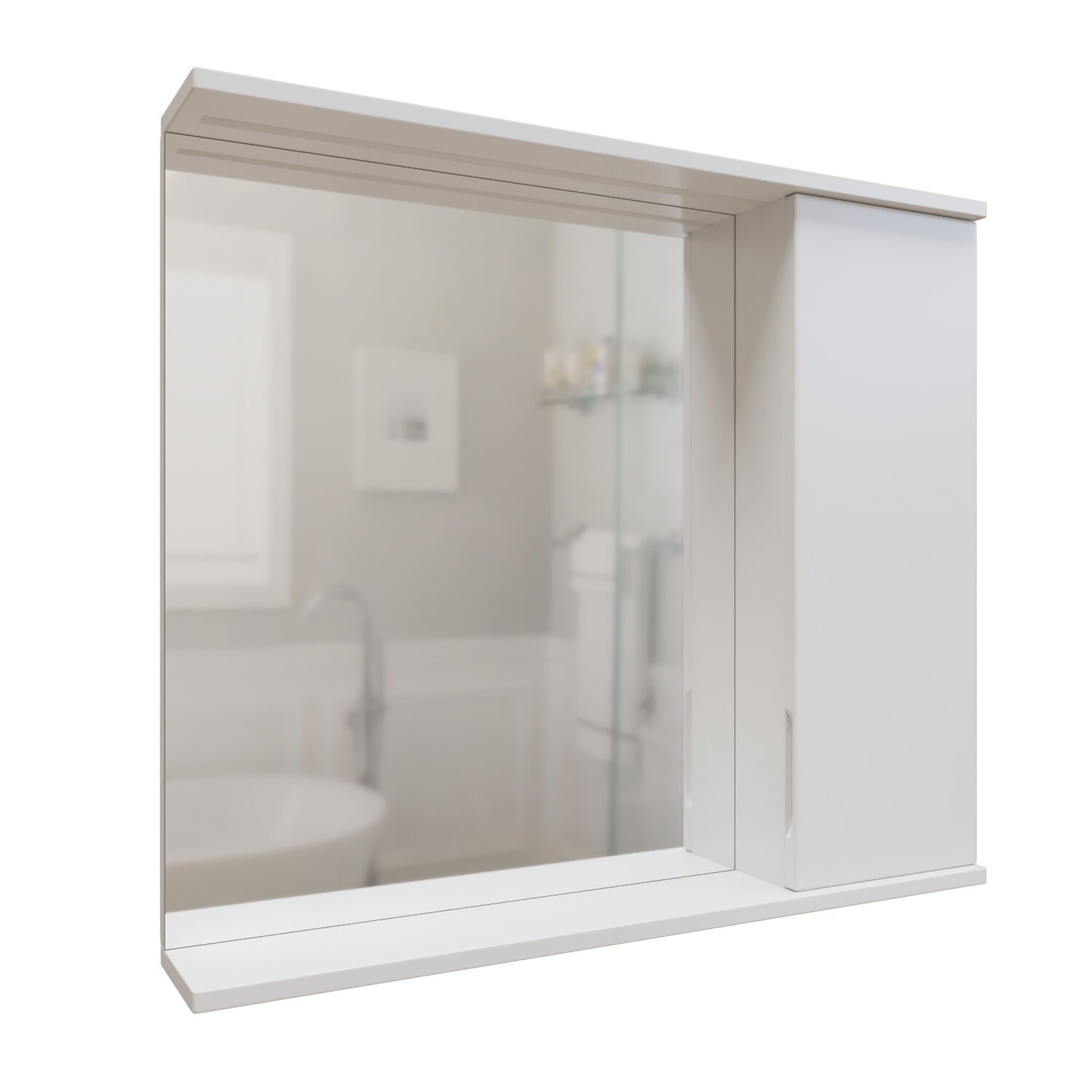 Шкаф-зеркало Mixline Лайн 80, правый, с подсветкой, цвет белый