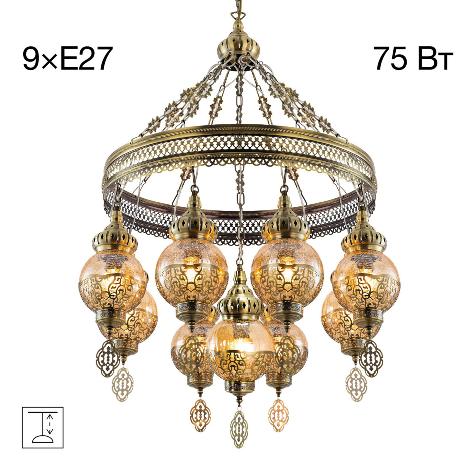 Подвесная люстра Citilux Каир CL419183, арматура бронза, плафоны металл / стекло шампань / бронза