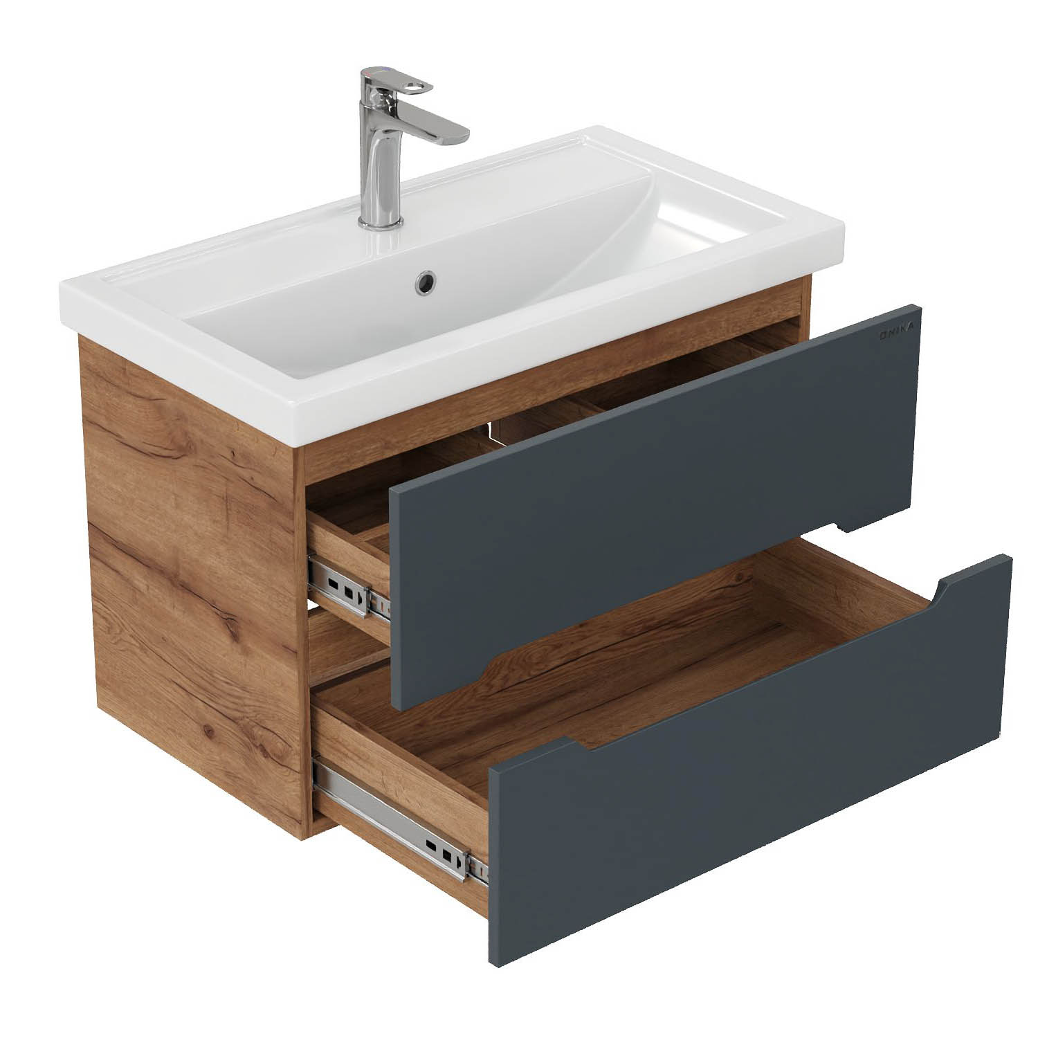 Тумба под раковину Оника Айленд 70, подвесная, цвет графит / дуб крафт золотой - фото 1