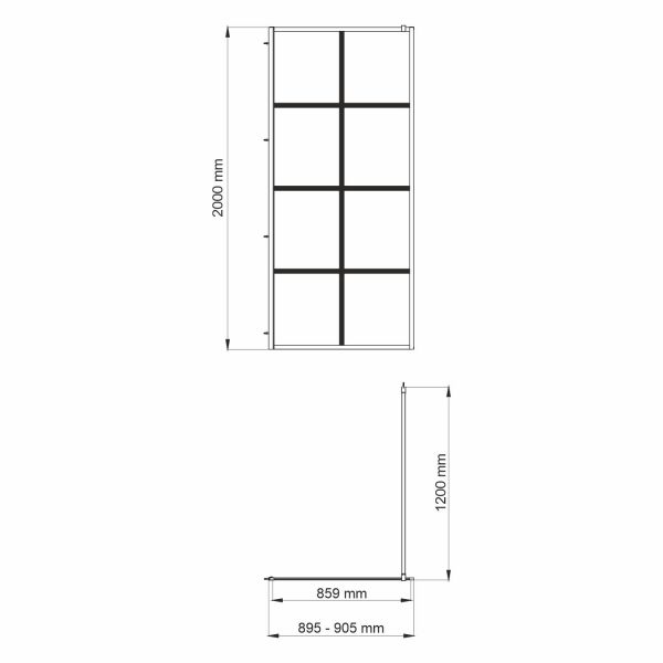 Душевая перегородка WasserKRAFT Glan WasserSchutz 66W39 90x200, стекло прозрачное с принтом, профиль черный - фото 1