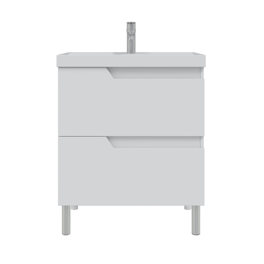 Тумба под раковину Санта Антарес 70, напольная, 2 ящика, цвет белый глянец - фото 1