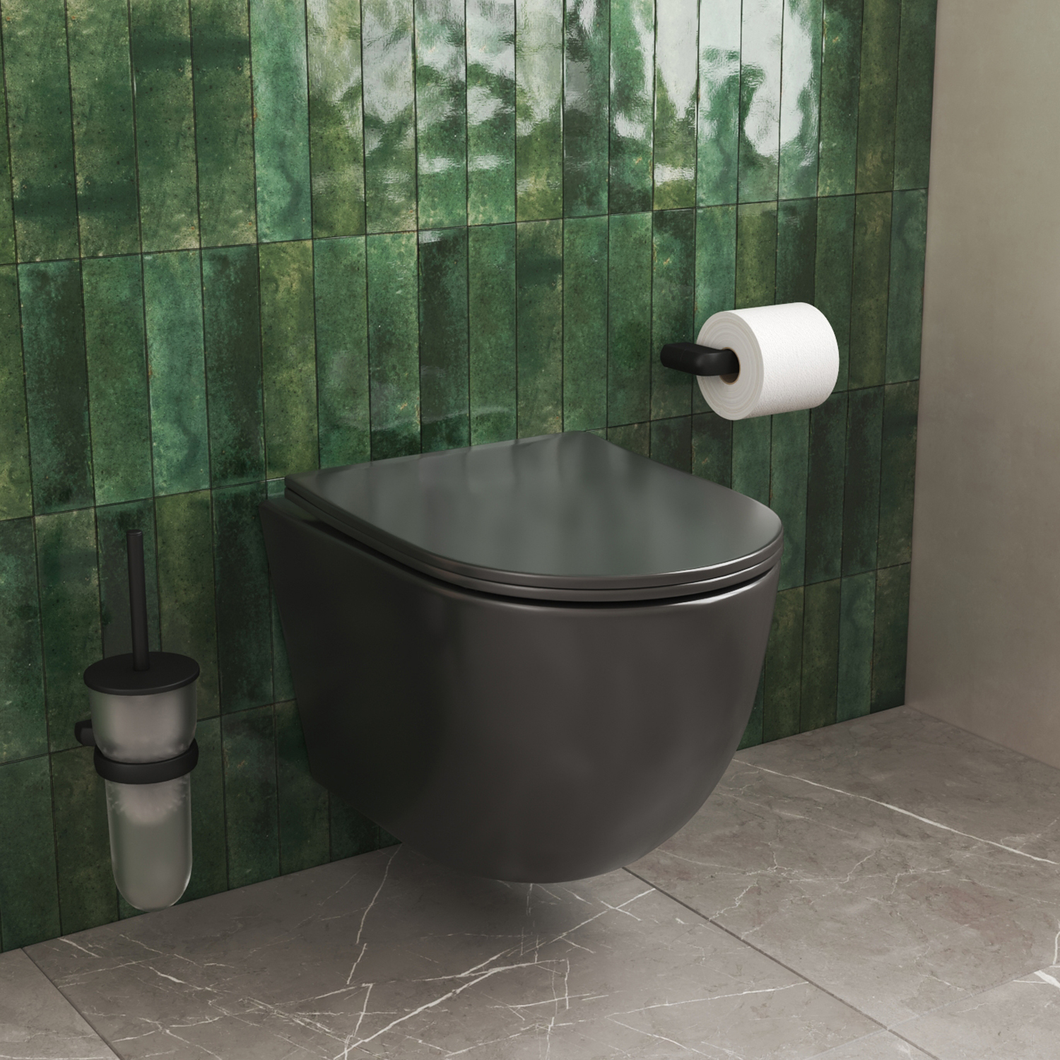 Комплект: Инсталляция Grohe 38811KF0 черная кнопка+Stella XL T JK5751039MB черный унитаз, смыв торнадо - фото 1