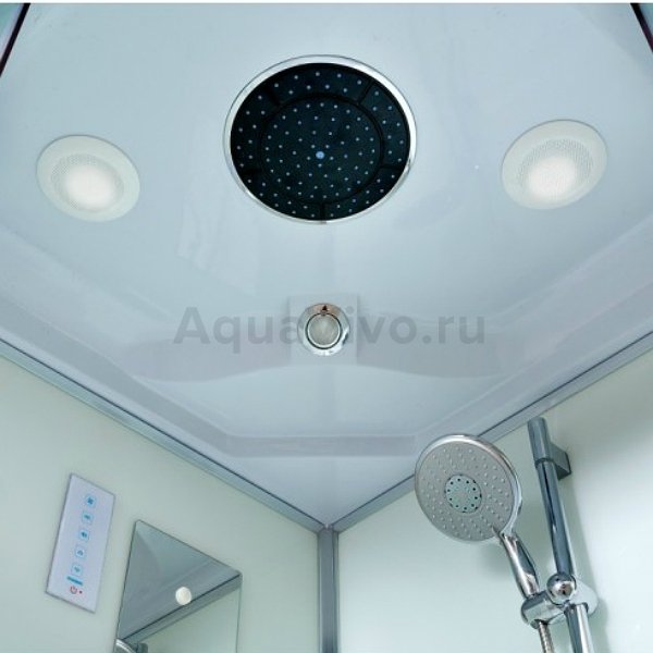 Душевая кабина Deto EM 4590 LED 90х90, стекло матовое узорчатое, профиль хром, с подсветкой, с гидромассажем - фото 1