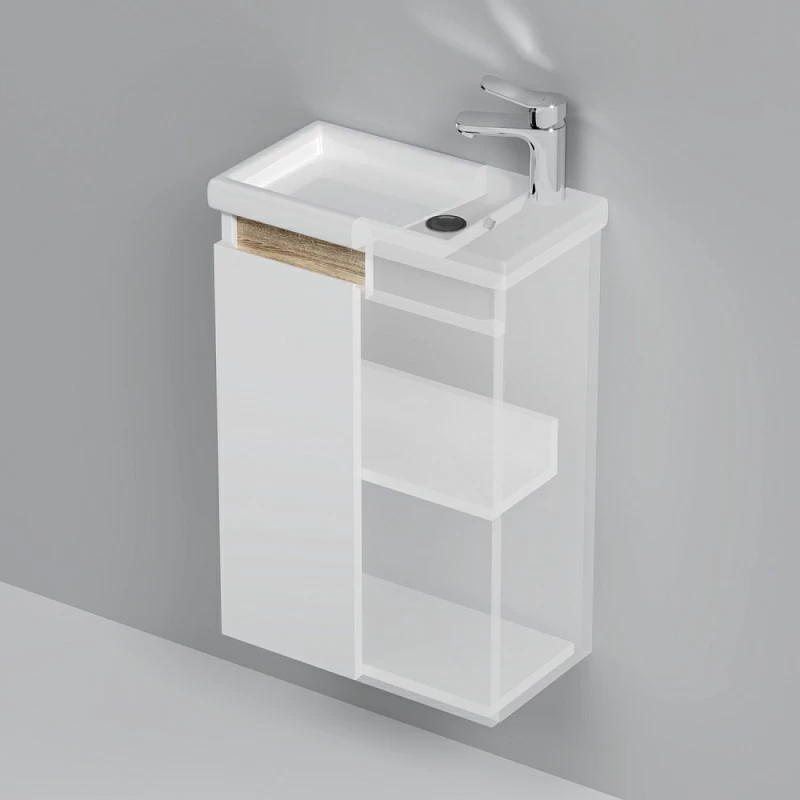 Тумба под раковину AM.PM X-Joy 45 подвесная, цвет белый глянец/дерево - фото 1