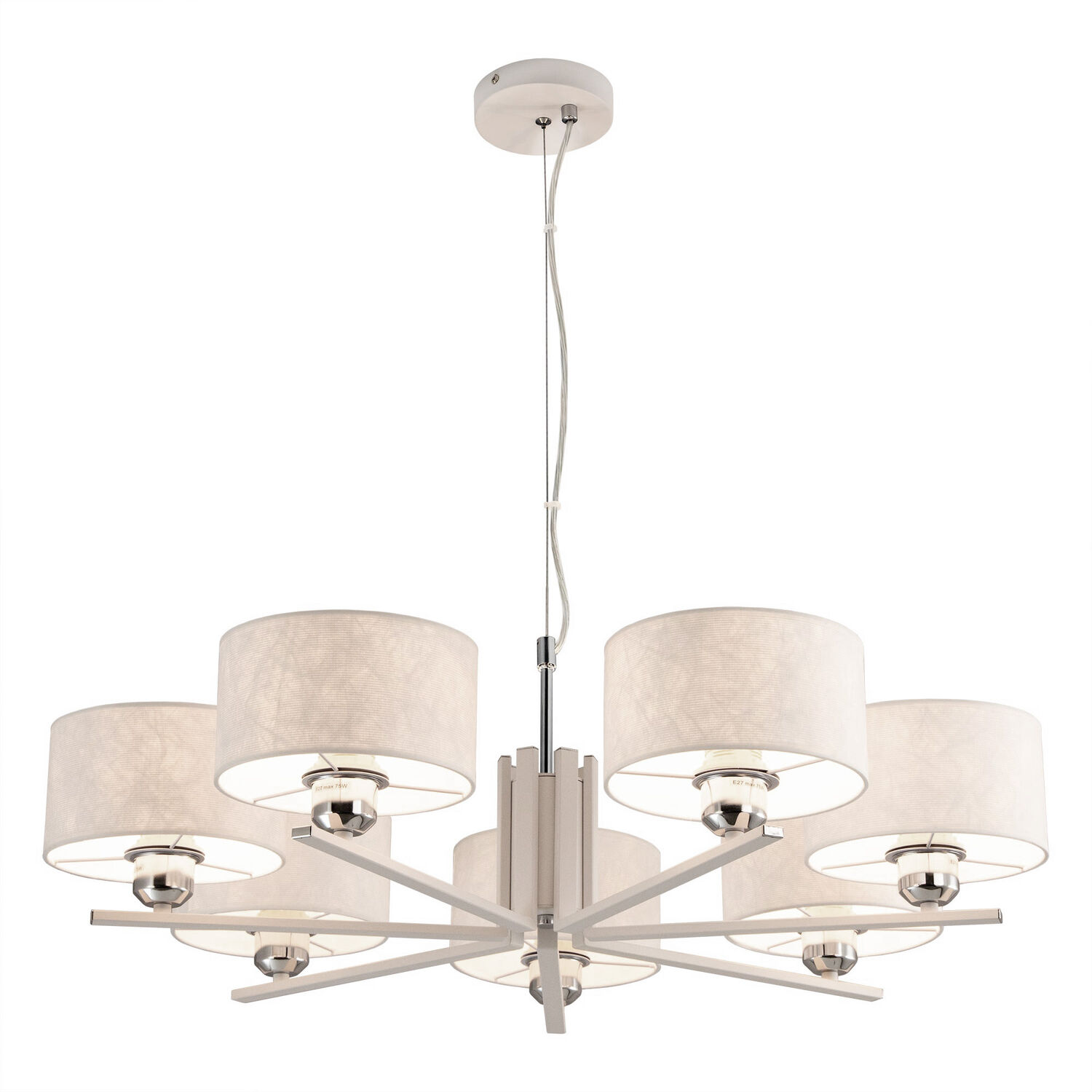 Подвесная люстра Citilux Тильда CL469170, арматура белая, плафоны текстиль белый