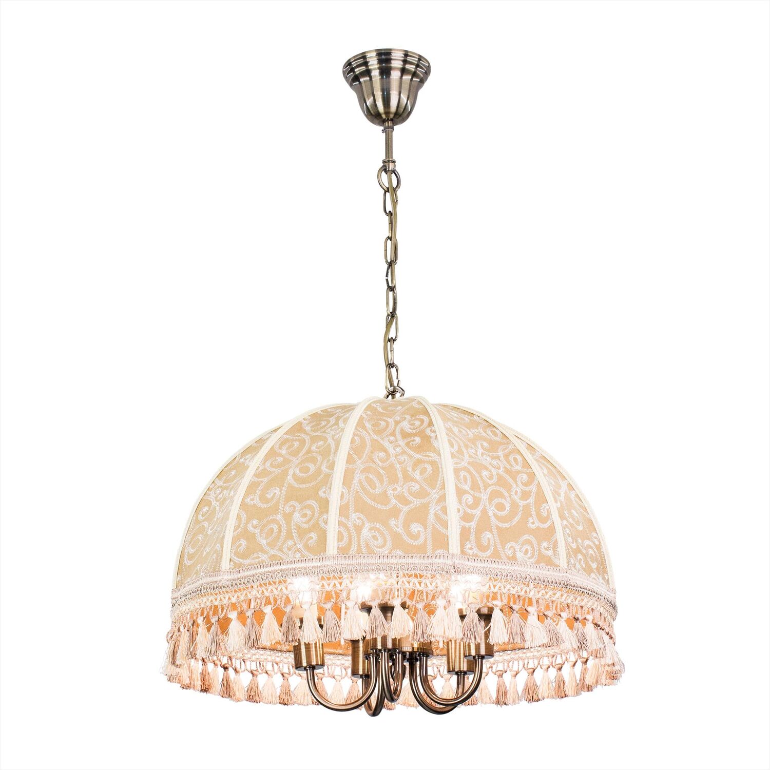 Подвесная люстра Citilux Базель CL407155, арматура бронза, плафоны текстиль кофейный