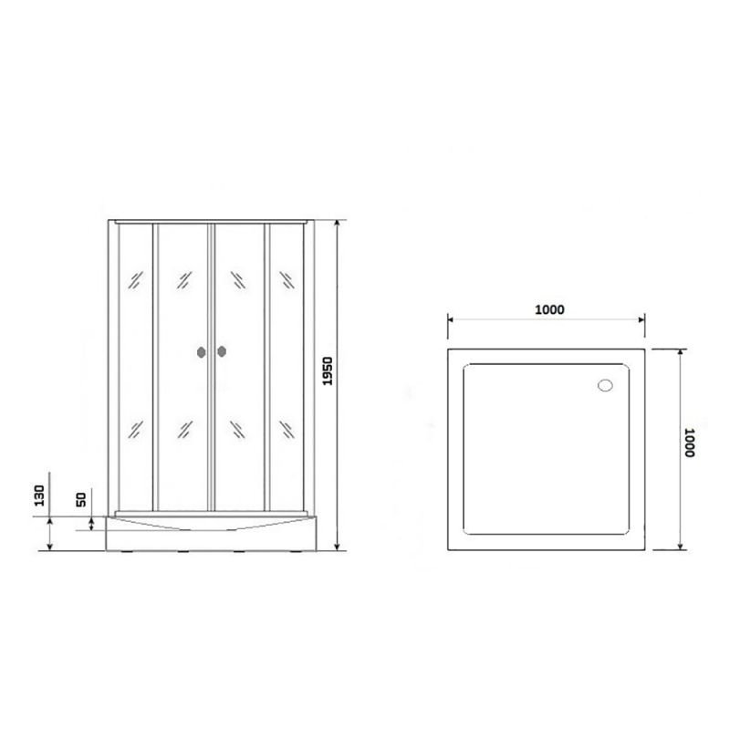 Душевой уголок Niagara Eco NG-010-14Q Black 100х100, с поддоном, стекло мозаика, профиль черный - фото 1