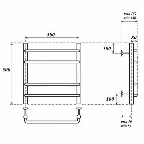 Полотенцесушитель Point П4 50x50 водяной, цвет хром - фото 1