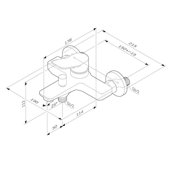 Смеситель AM.PM X-Joy F85A10033 ванны с душем, цвет белый