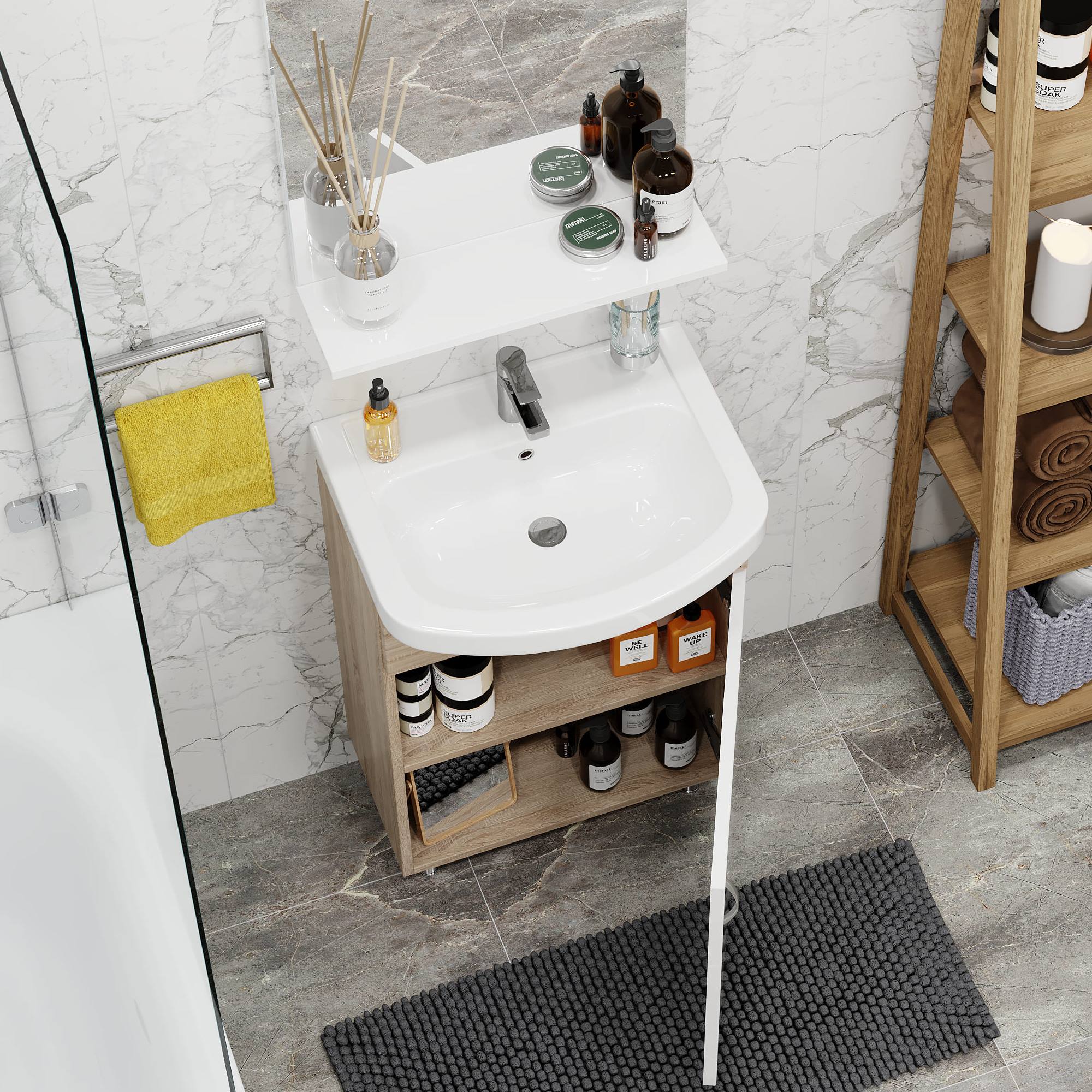 Мебель для ванной Оника Эко 52, напольная, цвет белый / дуб сонома - фото 1