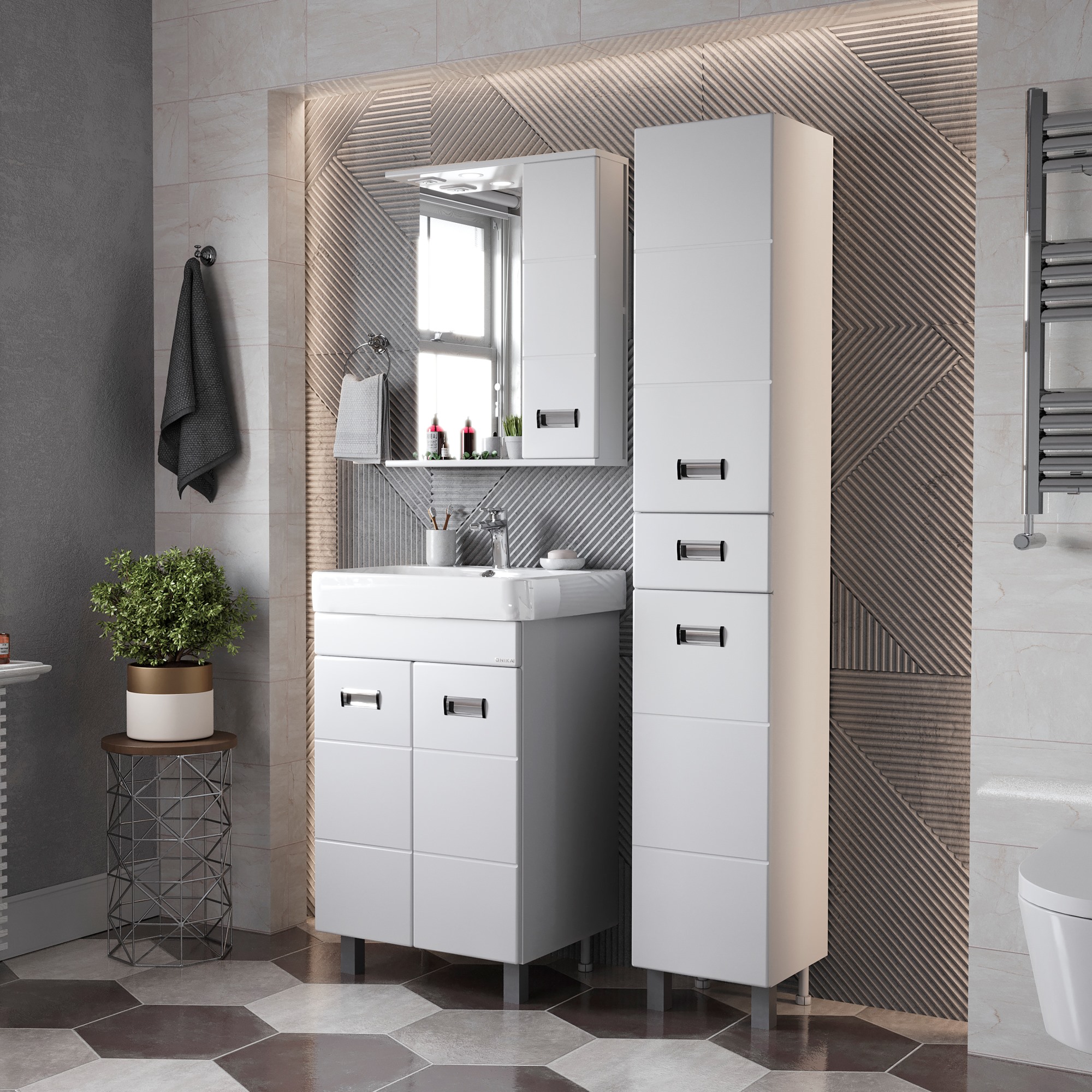 Мебель для ванной Оника Балтика-Квадро 60, цвет белый / хром - фото 1