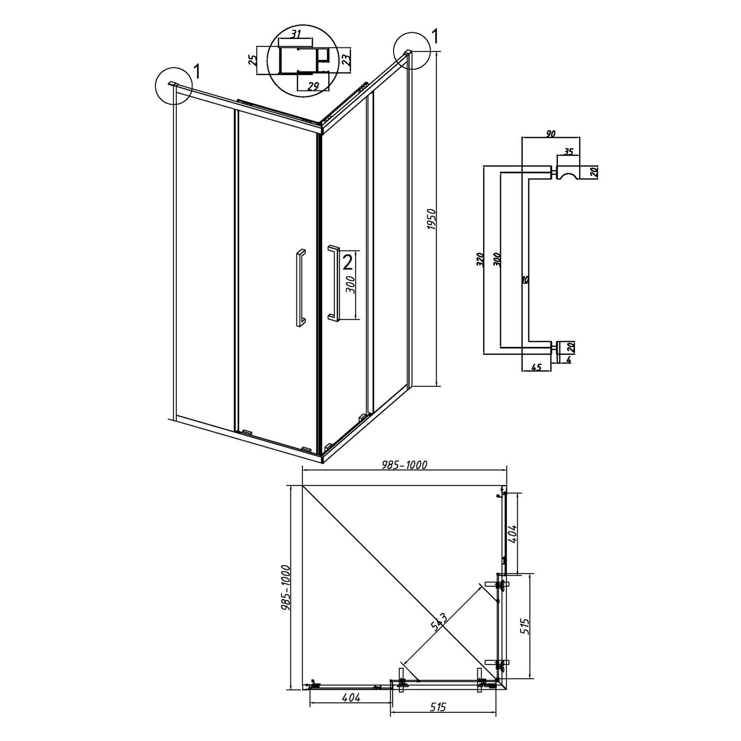 Душевой уголок Grossman Cosmo 300.K33.02.1010.42.00 100х100, стекло прозрачное, профиль графит сатин - фото 1