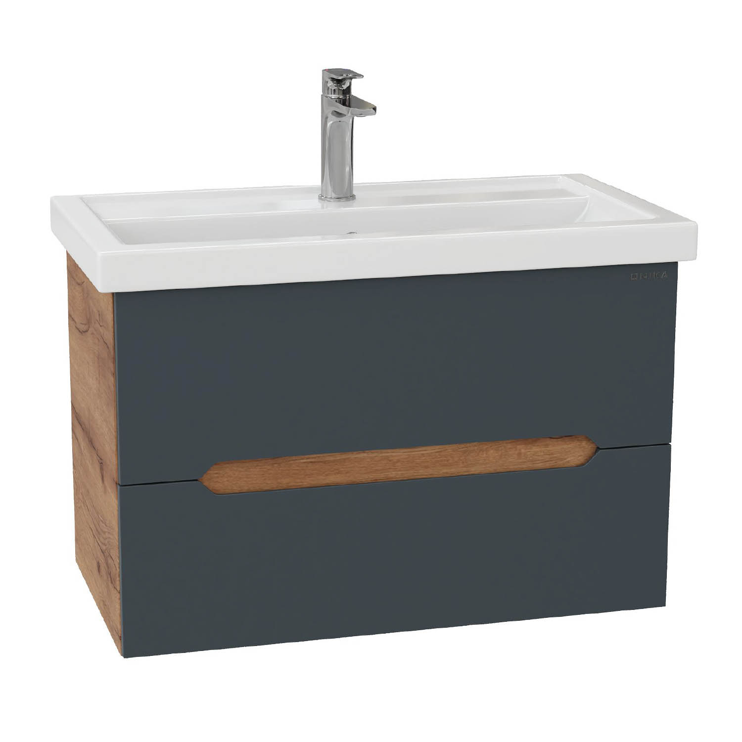 Мебель для ванной Оника Айленд 70, подвесная, цвет графит / дуб крафт золотой