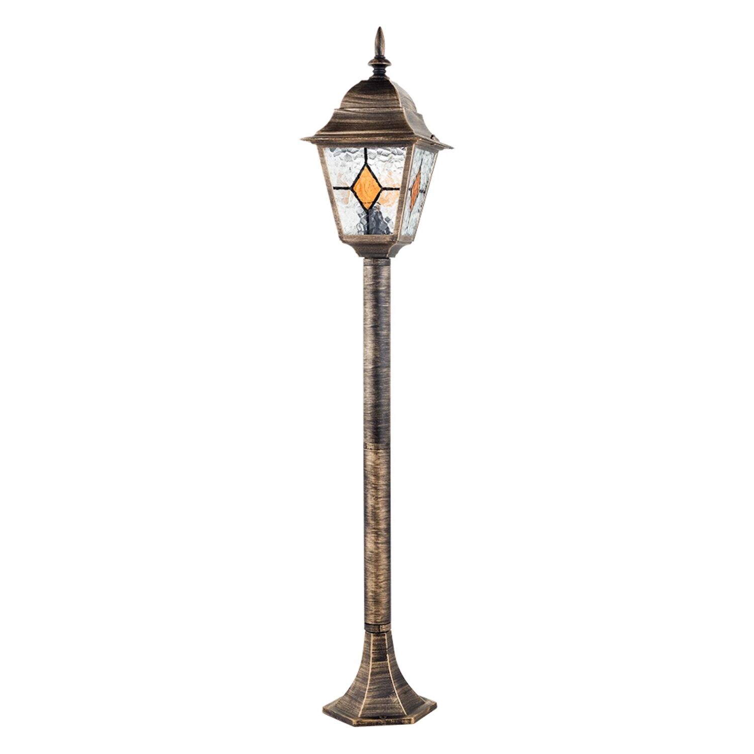 Парковый светильник Arte Lamp Madrid A1541PA-1BN, арматура черная / золото, плафон стекло прозрачное