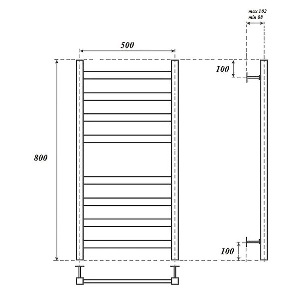 Полотенцесушитель Point П8 50x80 электрический, цвет хром