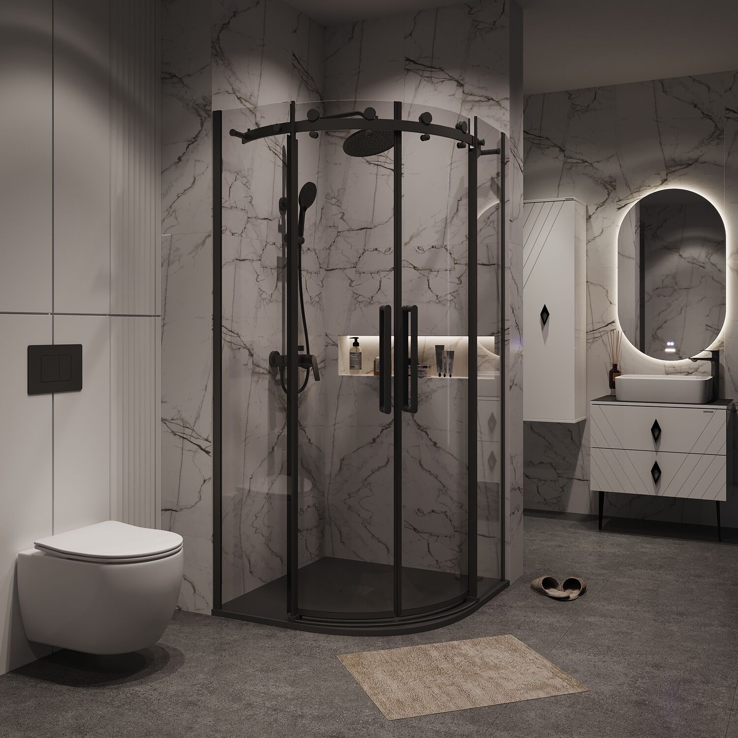 Душевой уголок Grossman Classic 301.K33.04.1010.21.00 100х100, стекло прозрачное, профиль черный матовый - фото 1