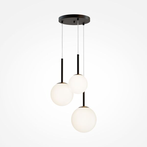 Подвесной светильник Maytoni Basic Form MOD321PL-03B, арматура матовая черная, плафон стекло белое