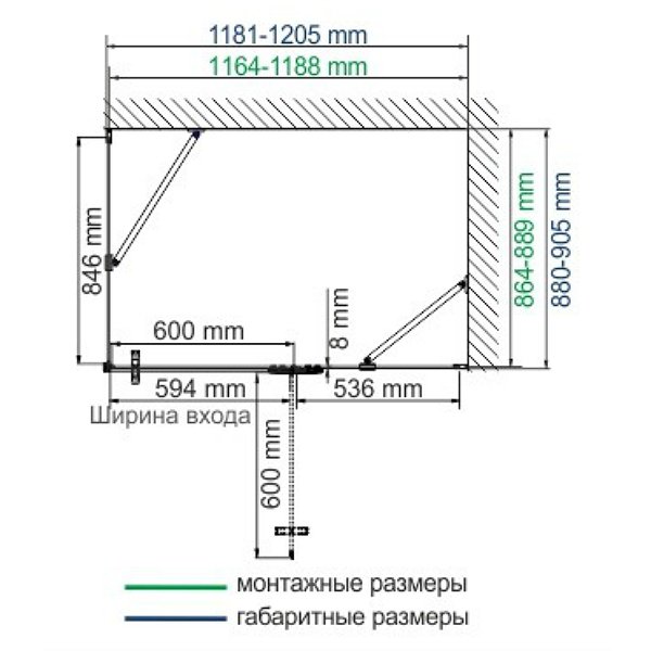 Душевой уголок WasserKRAFT Aller WasserSchutz 10H07R BLACK MATT 120x90 правый, стекло прозрачное, профиль серебристый
