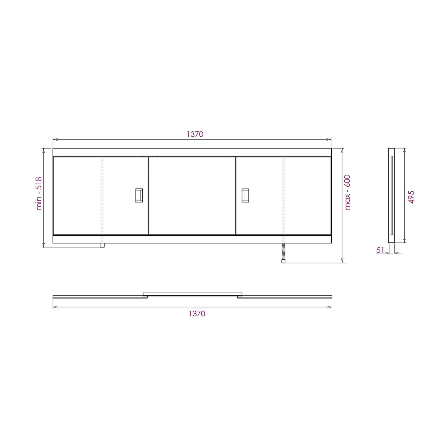 Экран для ванны Оника Монако Эконом 140, цвет белый - фото 1