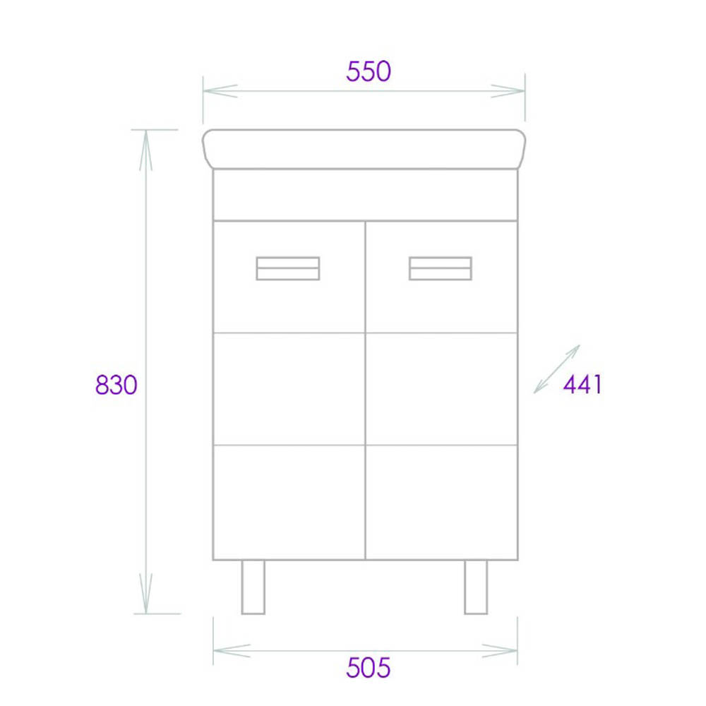 Тумба под раковину Оника Балтика-Квадро 55, цвет белый / хром - фото 1