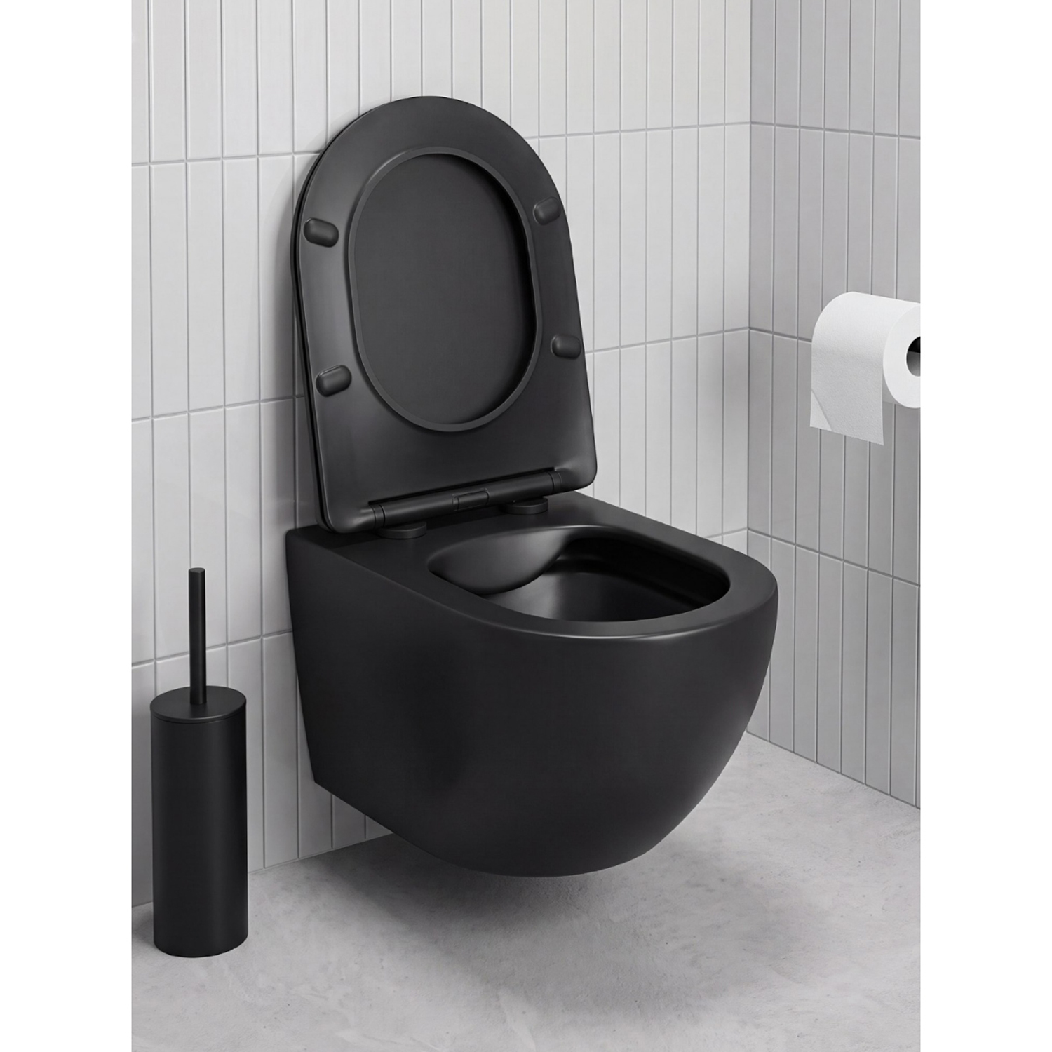 Унитаз Joki Stella Black JK1111019MB подвесной, безободковый, с сиденьем микролифт, цвет черный - фото 1
