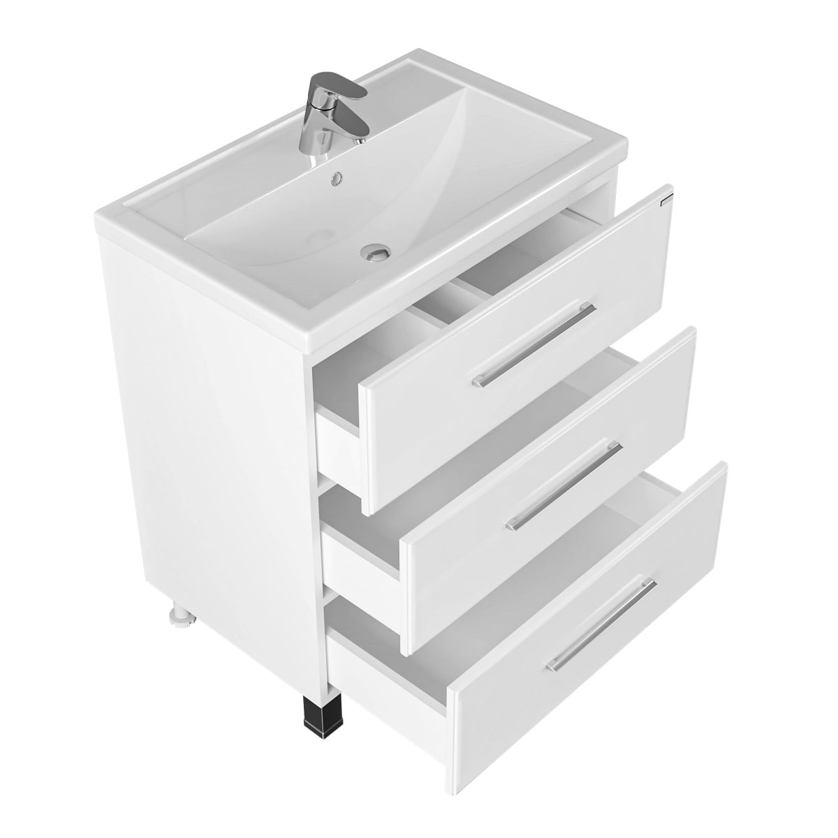 Тумба под раковину Санта Омега 70 напольная, с ящиками, цвет белый - фото 1