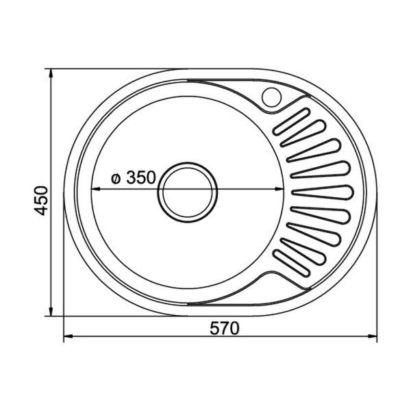 Кухонная мойка Mixline 532302 57x45, с крылом, левая, цвет хром с декором