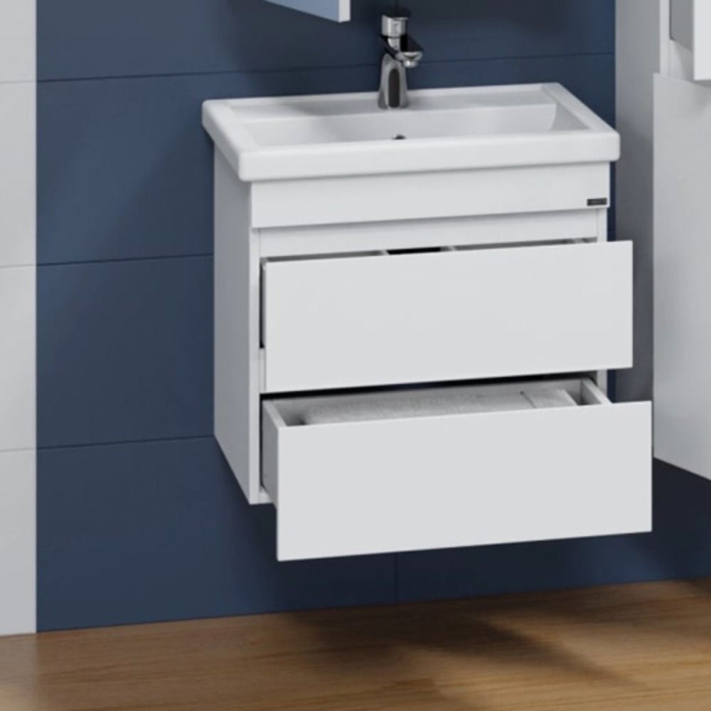 Тумба под раковину Санта Марс 60 подвесная, с 2 ящиками, цвет белый - фото 1