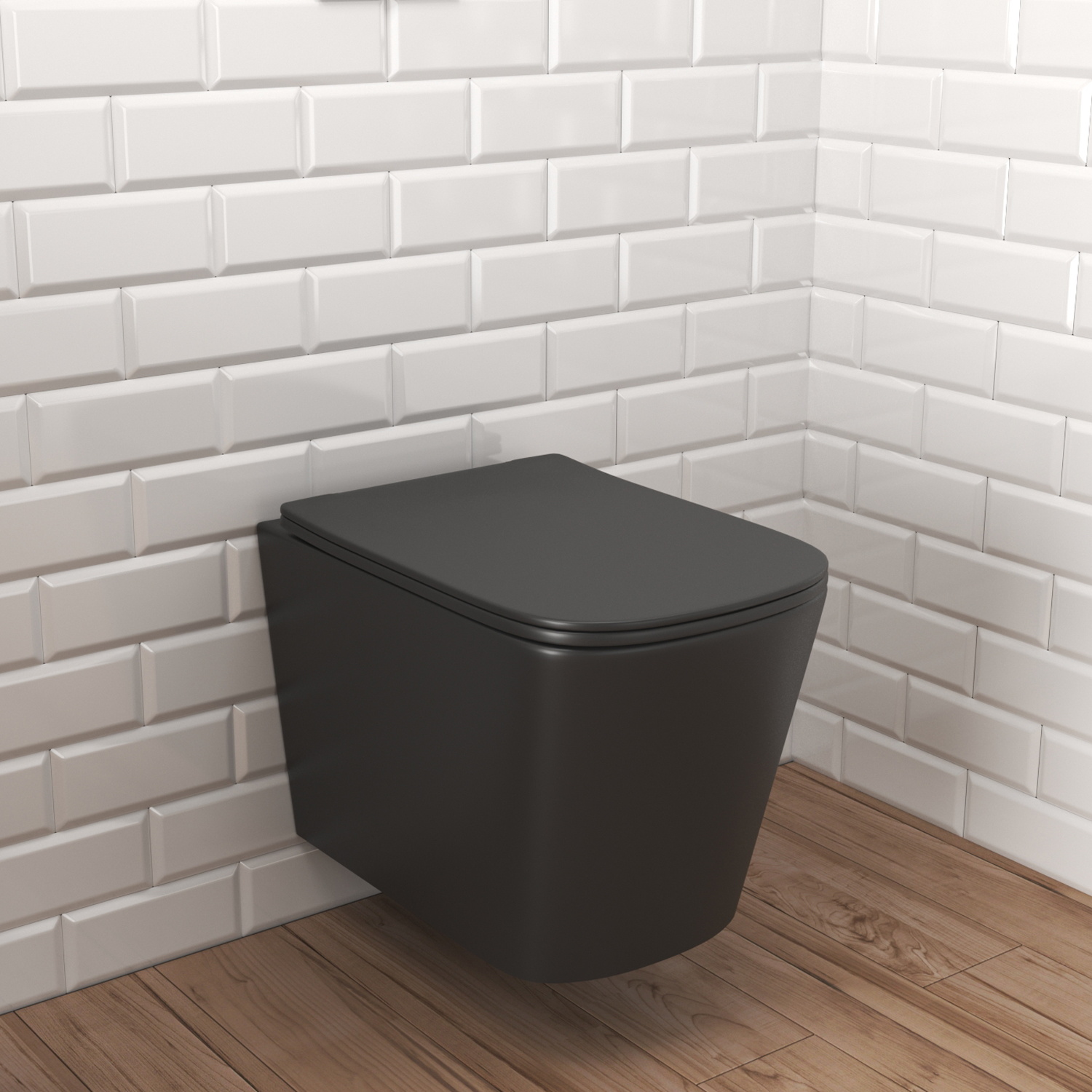 Унитаз Joki Verna Black JK3021028MB подвесной, безободковый, с сиденьем микролифт, цвет  черный матовый - фото 1