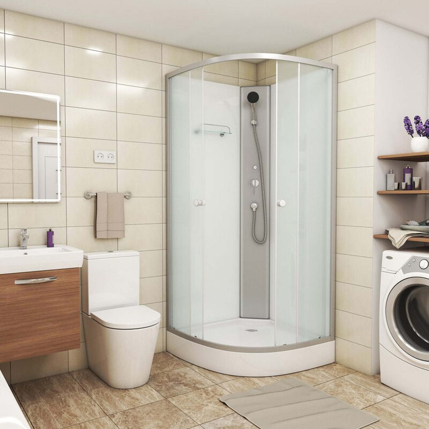 Душевая кабина Niagara Eco E90/13/MT/BK 90х90, стекло матовое, профиль хром матовый, без крыши