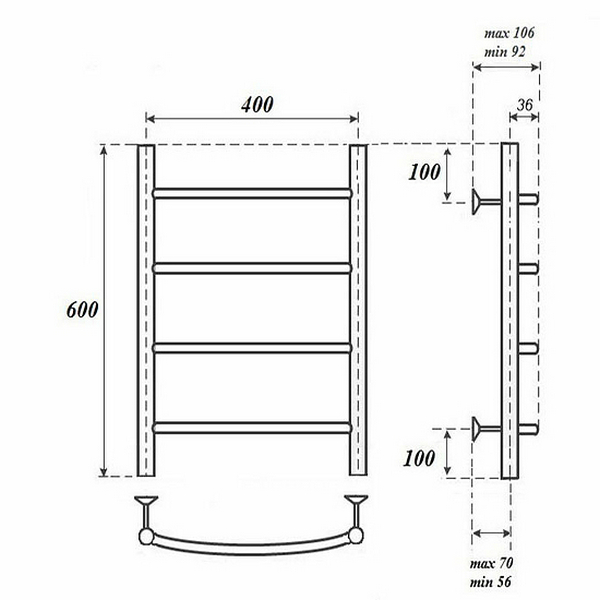 Полотенцесушитель Point П4 40x60 электрический, цвет хром - фото 1