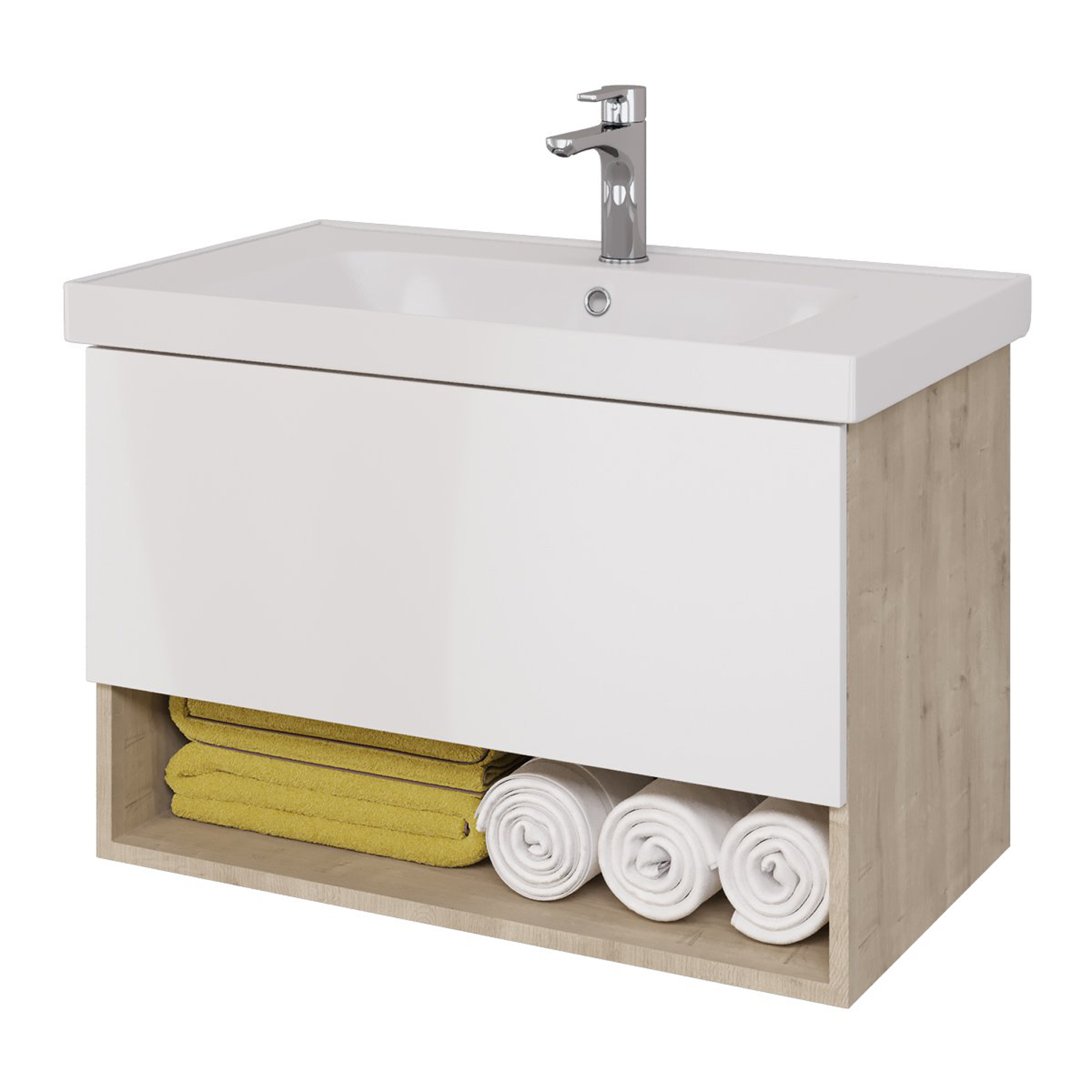 Мебель для ванной Dreja Perfecto 90, цвет дуб / белый лак - фото 1