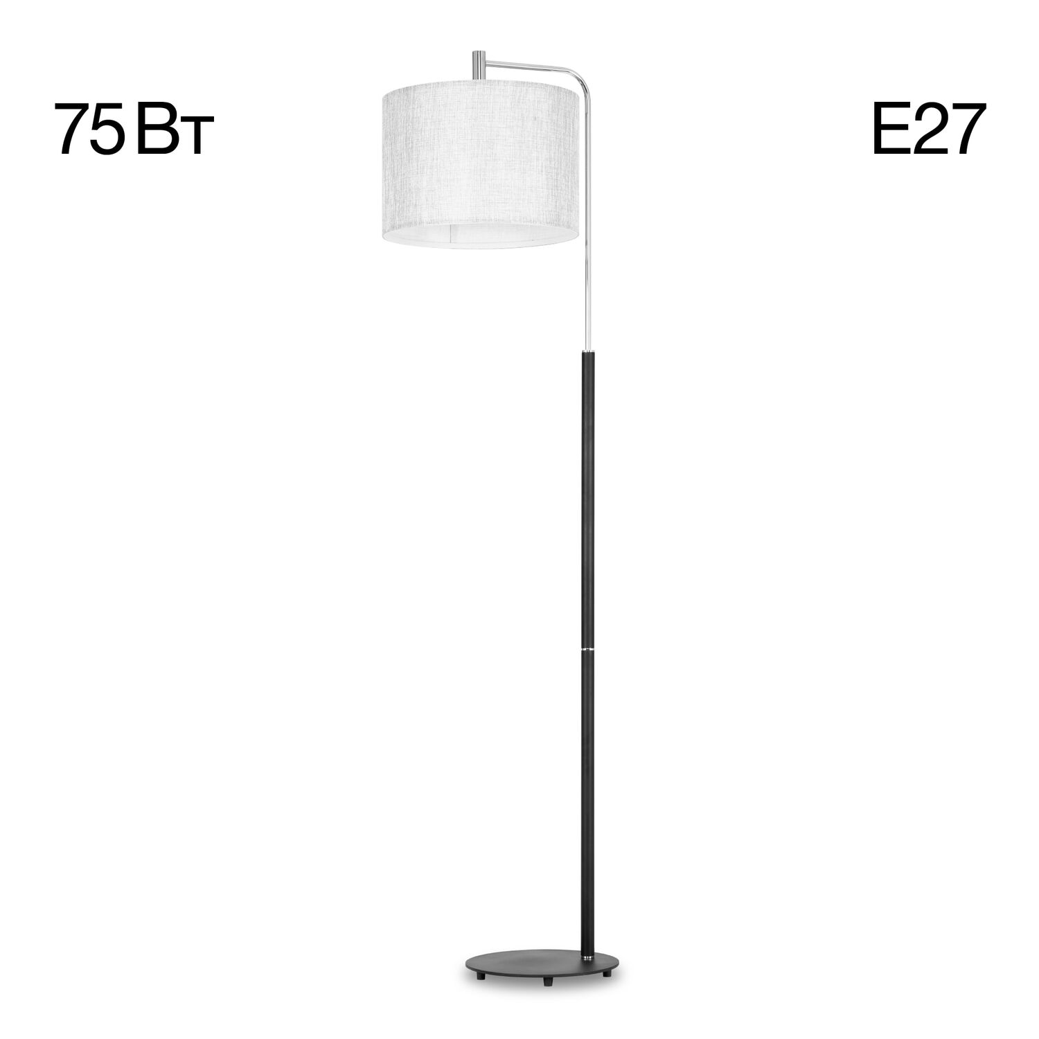 Торшер Citilux Тевин CL806031, арматура хром / чрная, плафоны текстиль серый