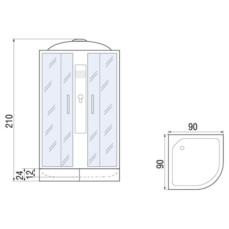 Душевая кабина River Desna 90/24 ТH 90x90, стекло тонированное, профиль хром матовый, с крышей