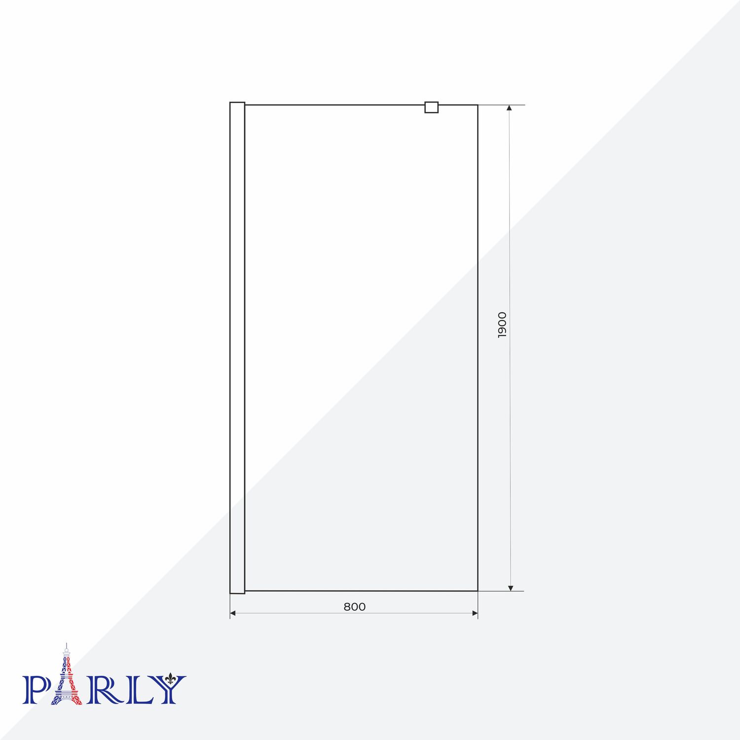 Душевая перегородка Parly T80 80х190, стекло прозрачное, профиль хром - фото 1