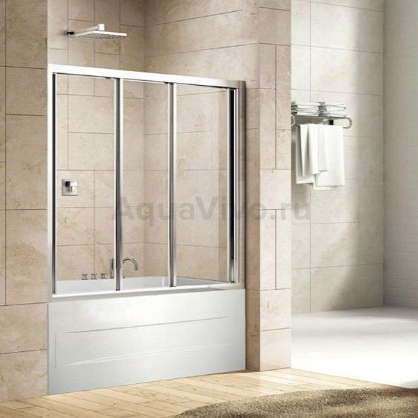 Шторка на ванну Good Door Screen WTW-130-C-CH 130x140, стекло прозрачное, профиль хром