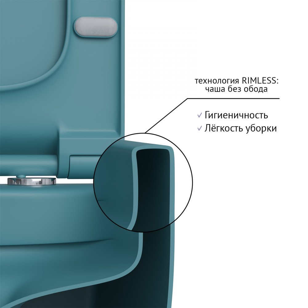 Унитаз Berges Ego XL Rimless 082140 подвесной, безободковый, с сиденьем микролифт, цвет темно-синий матовый