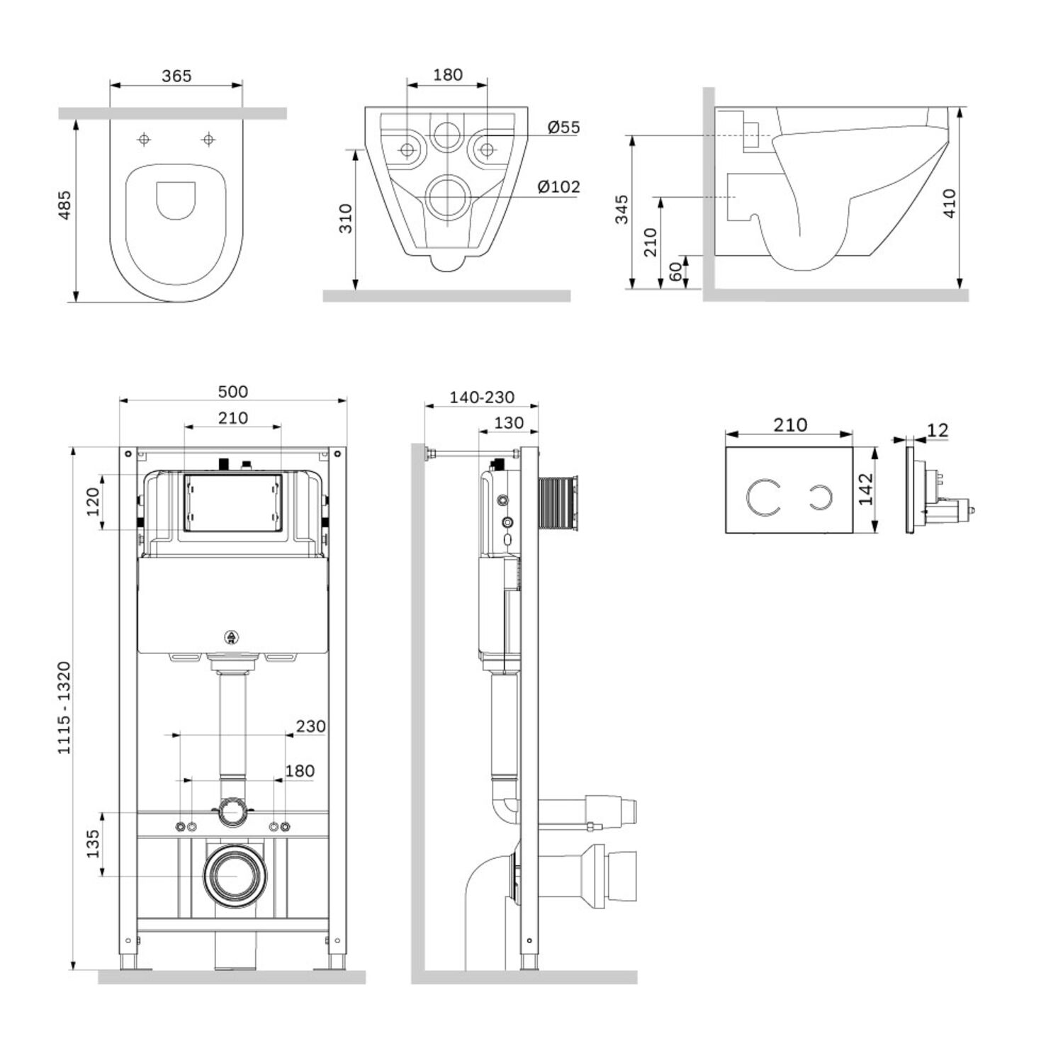 Комплект AM.PM IS450B38.701900: Инсталляция Pro + Кнопка Touchless Pro стекло черное + Унитаз Spirit V2.0 Aquaspin C701900SC белый - фото 1