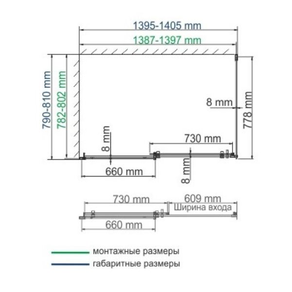 Душевой уголок WasserKRAFT Dinkel WasserSchutz 58R35 140x80, стекло прозрачное, профиль серебристый - фото 1