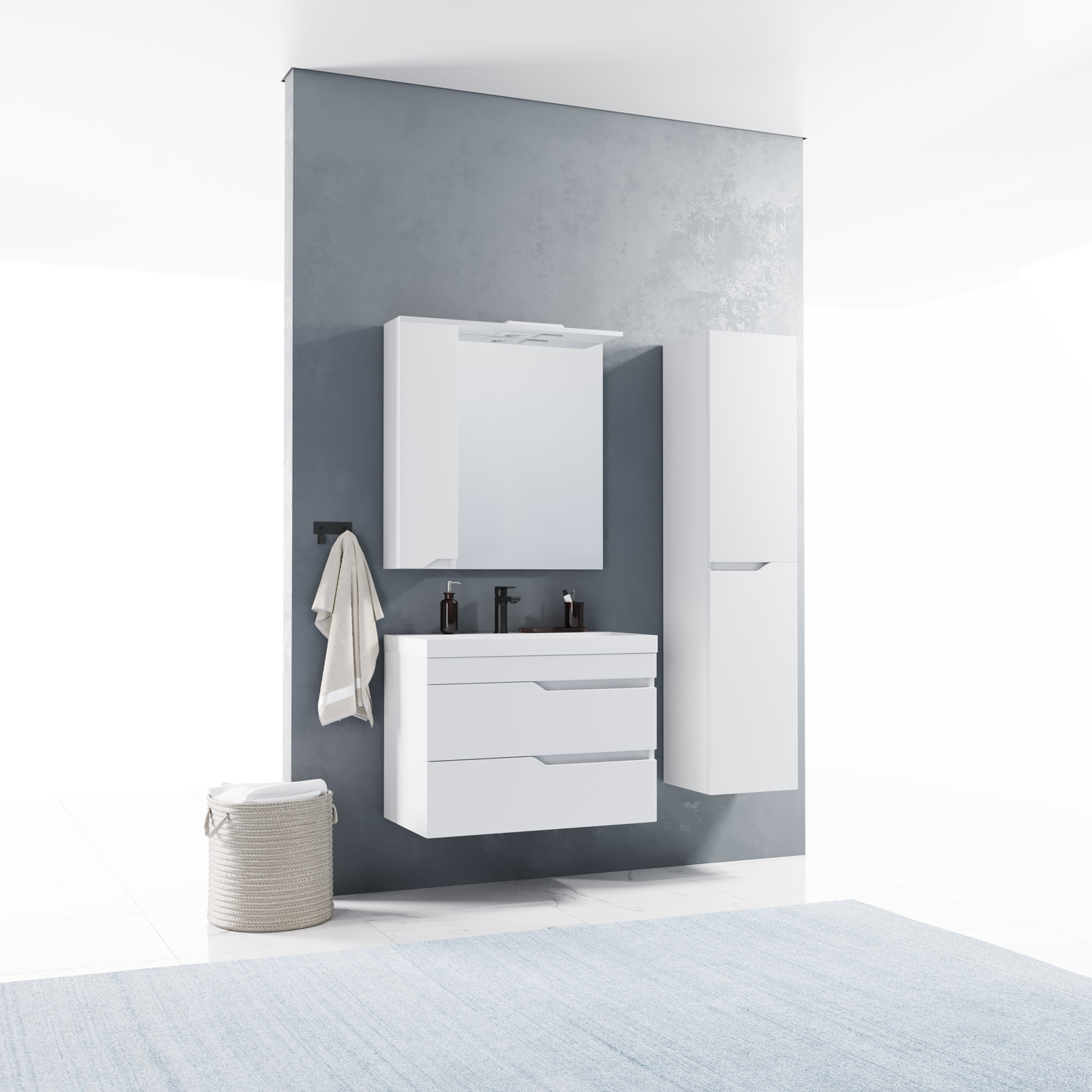 Мебель для ванной Corozo Теона 80, подвесная, цвет белый