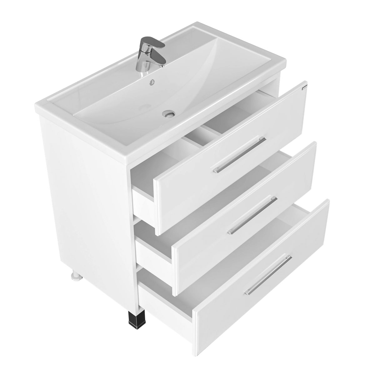 Тумба под раковину Санта Омега 80 напольная, с ящиками, цвет белый - фото 1