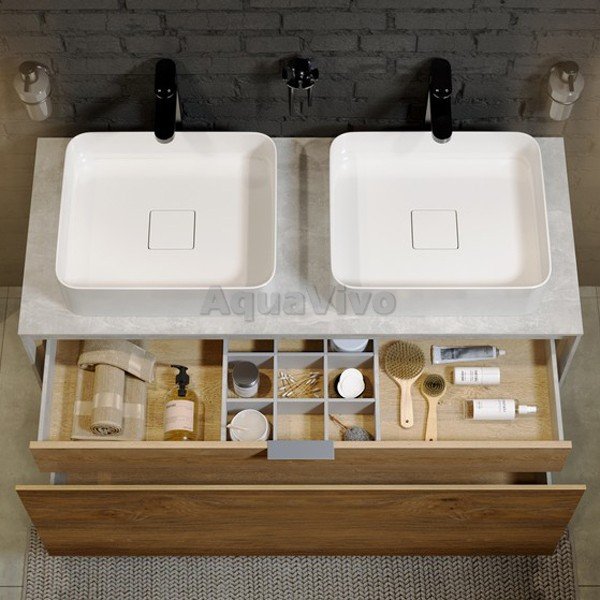 Мебель для ванной Aqwella Mobi 120, цвет бетон светлый/дуб балтийский