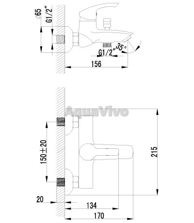 Смеситель Lemark Plus Strike LM1102C для ванны - фото 1