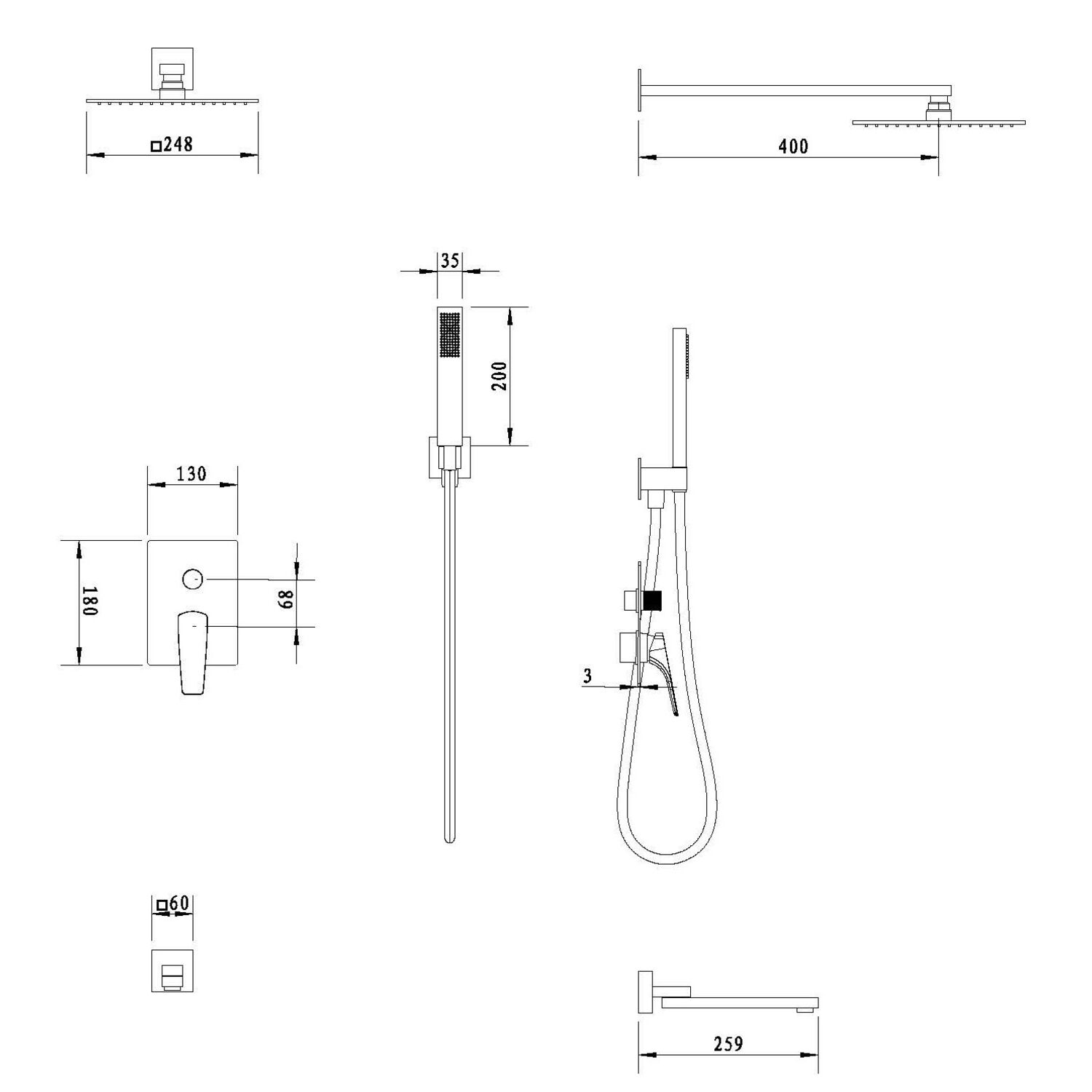Душевой комплект Vincea Puro VSFW-5P1GM, встраиваемый, цвет вороненая сталь - фото 1